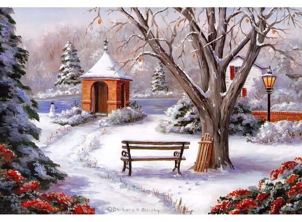 Заснеженный сад в живописи
