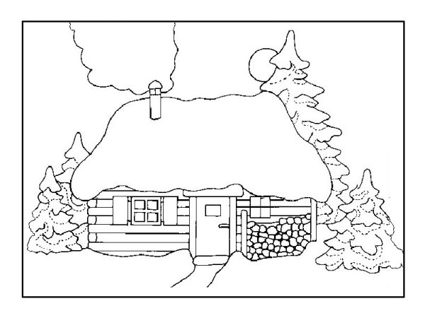 Зимний пейзаж раскраска
