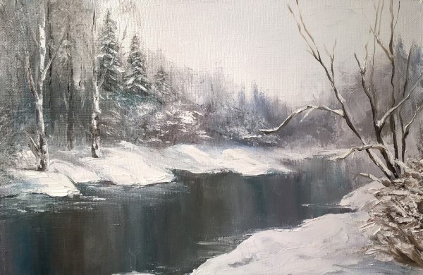 Художник Сахаров зимний пейзаж