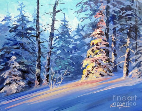 Зимний пейзаж акрилом