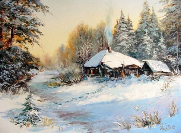 Леднева Александра художник пейзажи зимние