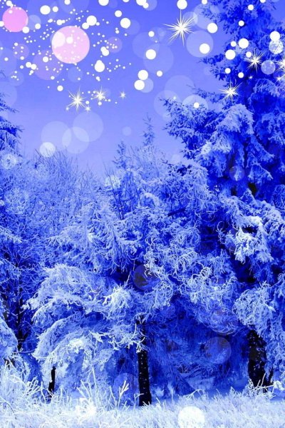Зимний пейзаж в синих тонах