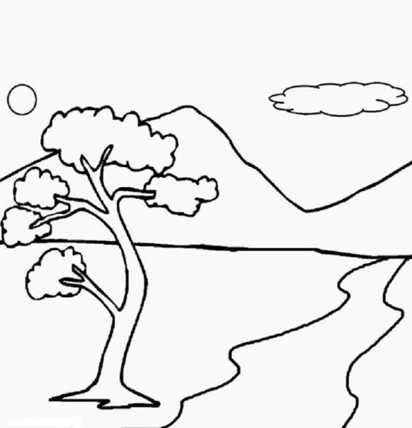 Осенний пейзаж контур