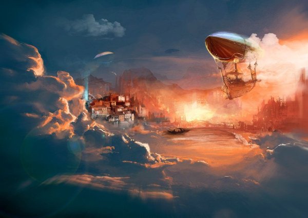 Дирижабль Цеппелин живопись