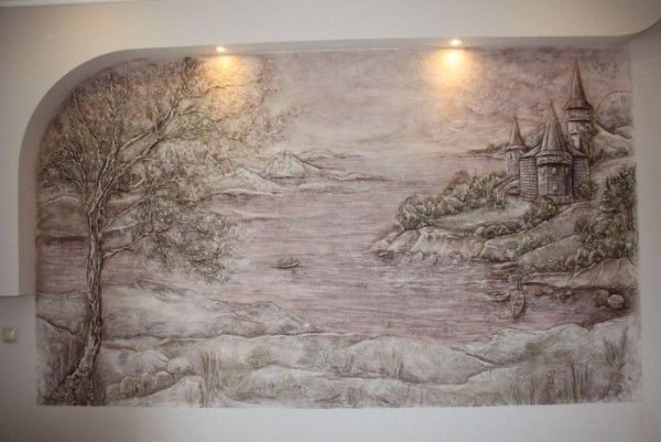 Пейзаж из декоративной штукатурки
