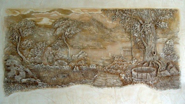 Горы из штукатурки на стене