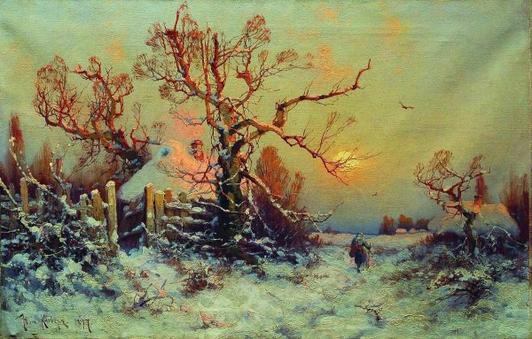 Художник Станислав Побытов зимний пейзаж