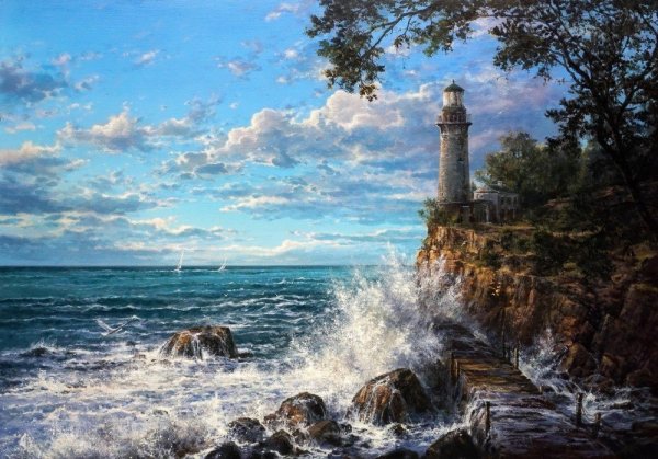 Юшкевич художник Маяк море