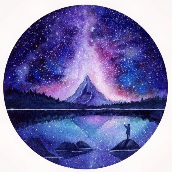Космос в кругу акварелью