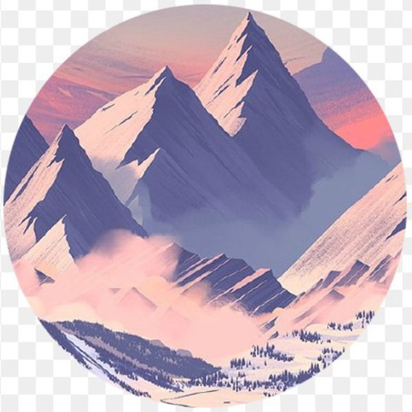 Пейзаж в круге карандашом