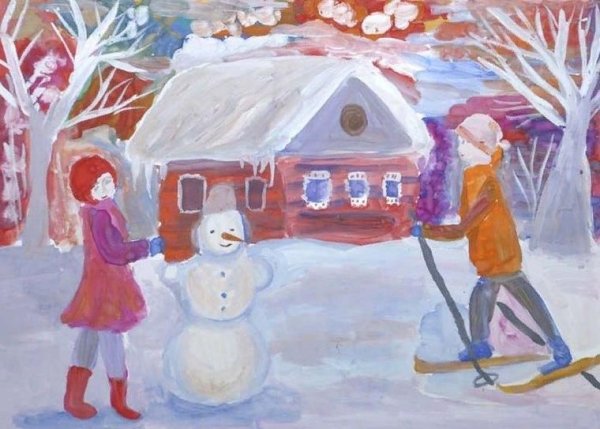 Детские рисунки зима