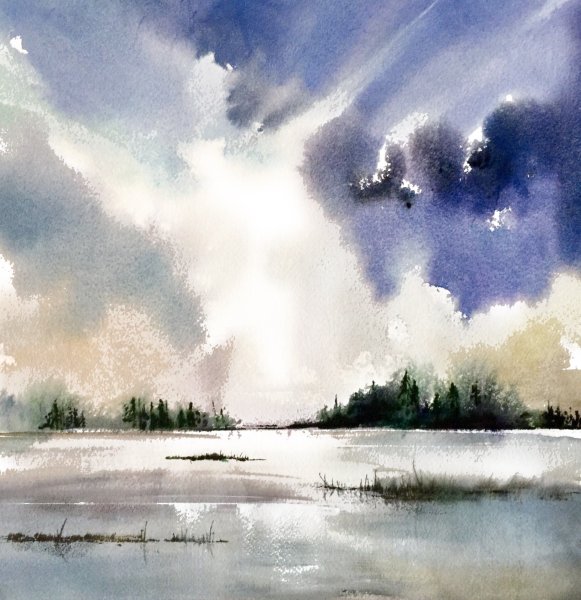 Акварель по мокрому