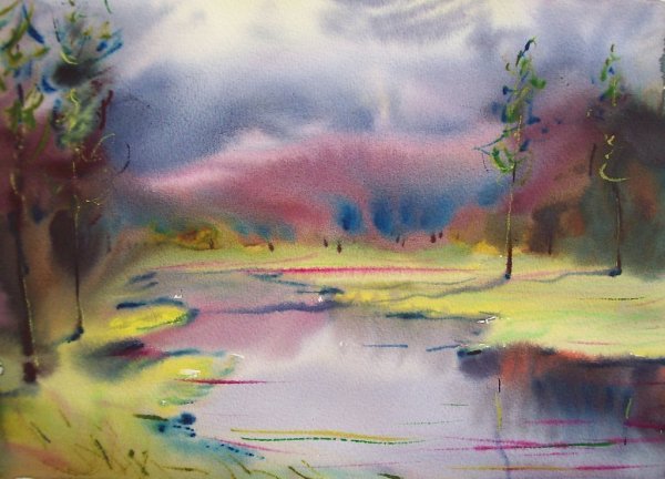 Акварель по сырому