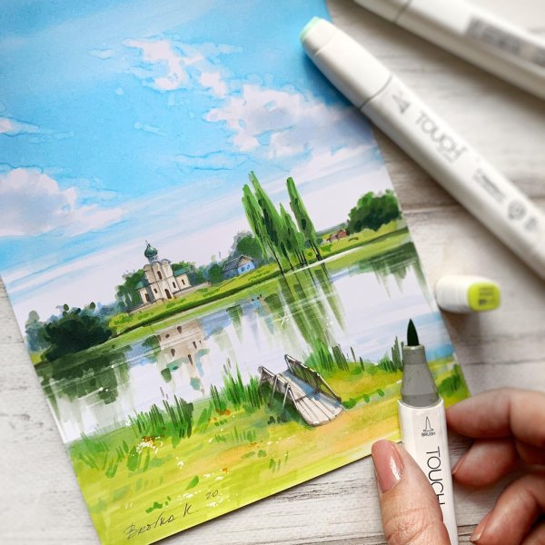 Природа маркерами для скетчинга