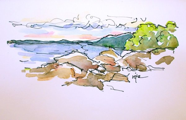 Пейзаж скетч маркерами