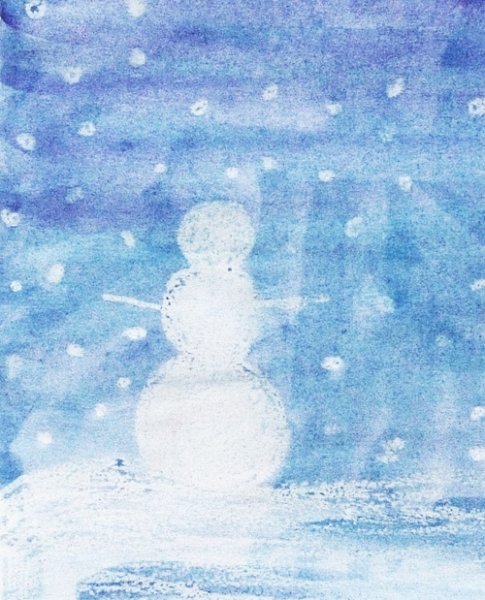 Рисование свечой Снеговик