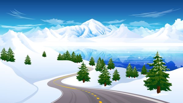 Мультяшная дорога зимой