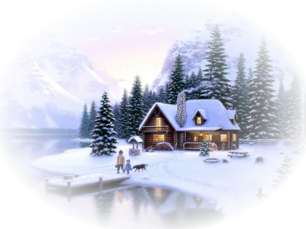 Зимний домик на прозрачном фоне