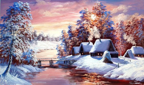 Самые красивые зимние пейзажи маслом