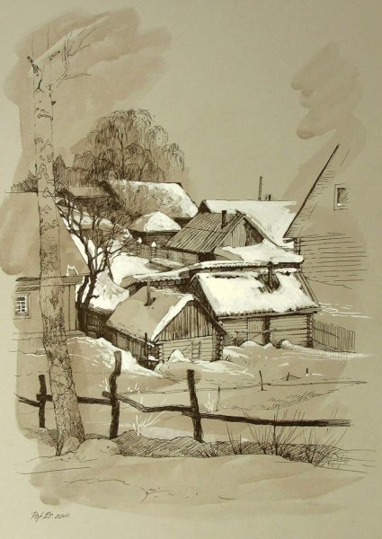 Набросок зимнего леса