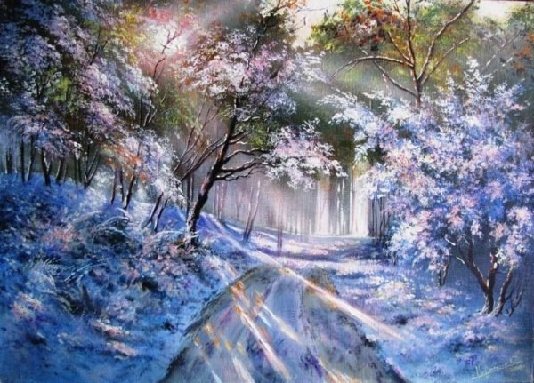 Зима в сиреневых тонах