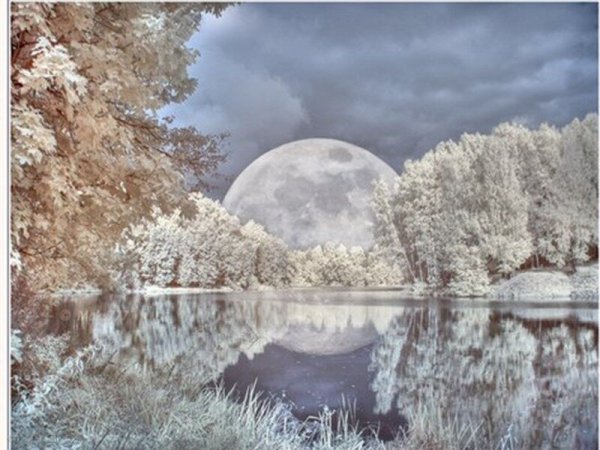 Зимние пейзажи с луной