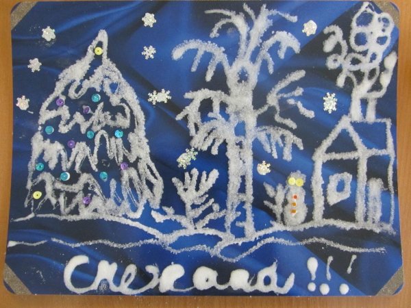 Зимняя аппликация из соли