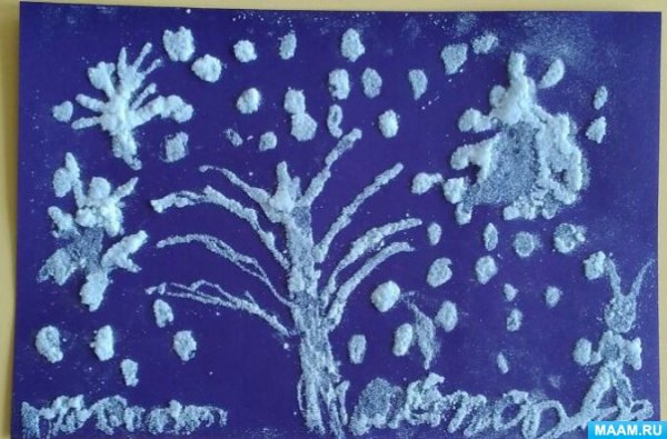 Рисование манкой и клеем