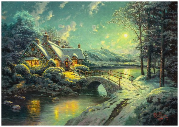 Томас Кинкаде зимние сказочные пейзажи