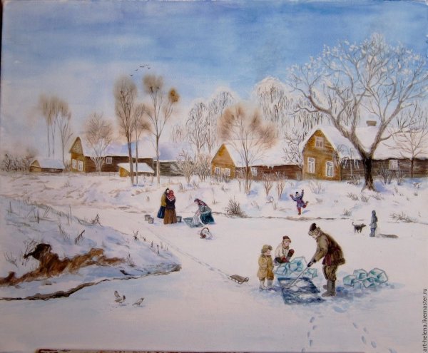 Пейзаж со стаффажем зима