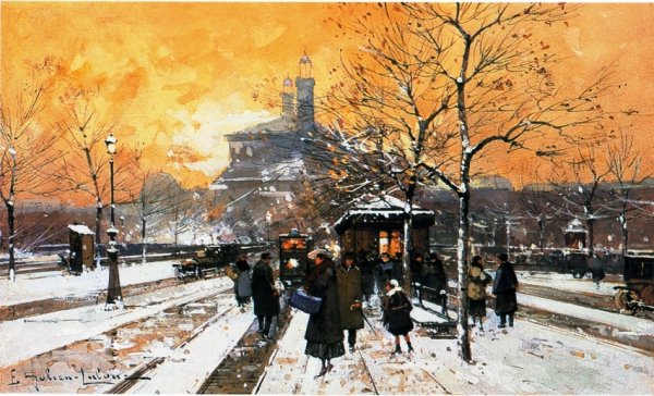 Зимний пейзаж во Франции картины