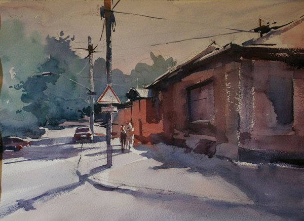 Городской пейзаж со стаффажем