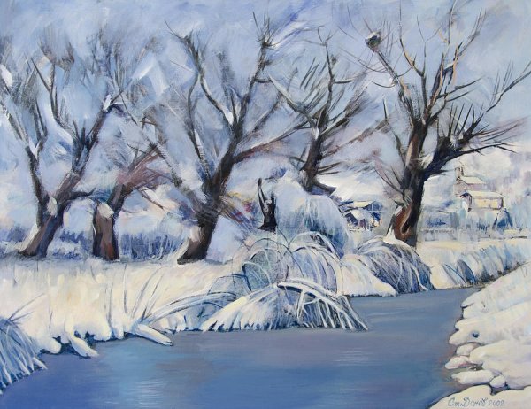 Пластилиновая живопись зима