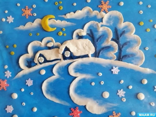 Пластилинография для детей зимняя тематика