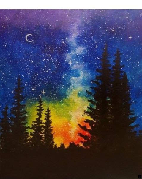 Ночные горы живопись