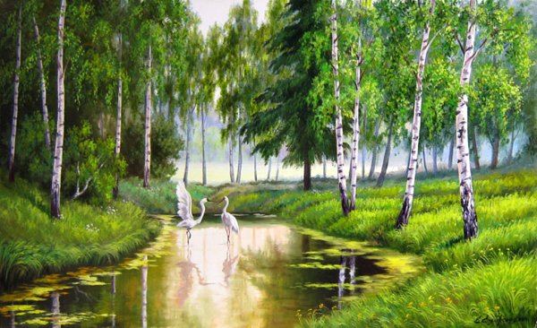 Картина Елены Самарской берёзовяроща