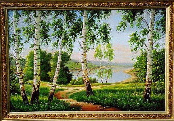 Пейзажи Березовая роща с Церковью маслом