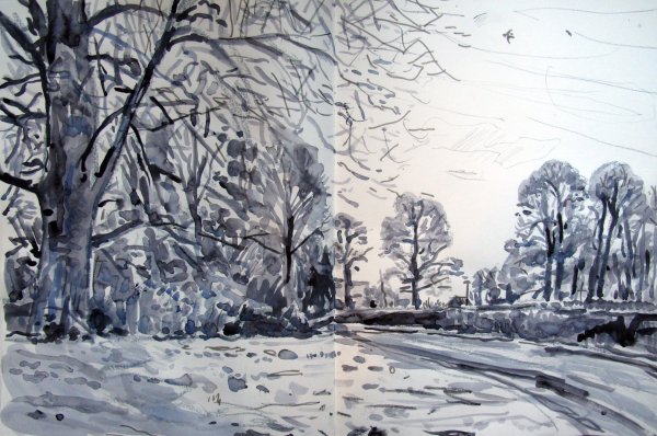 Зимний пейзаж набросок