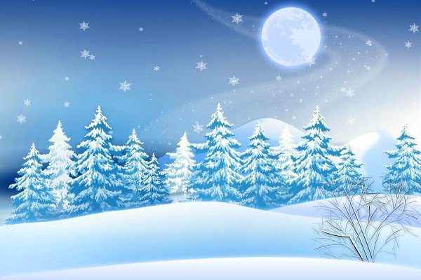 Зимний пейзаж красками