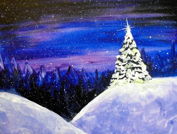 Рисунок ночь для детей красками