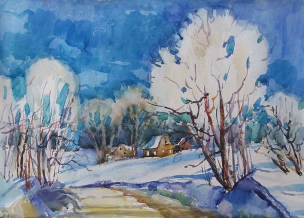 Рисунки акварелью пейзажи