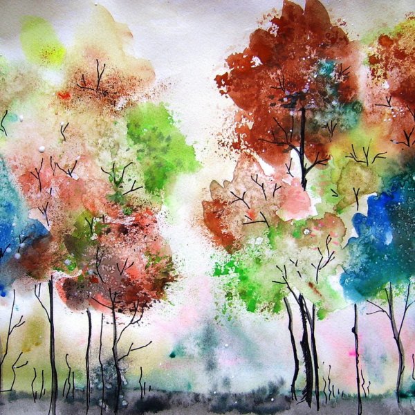 Рисование зимний пейзаж