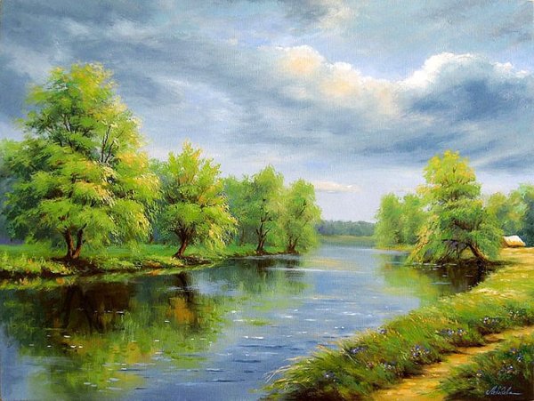 «Летний пейзаж с рекой» (1870 г.). Каменев
