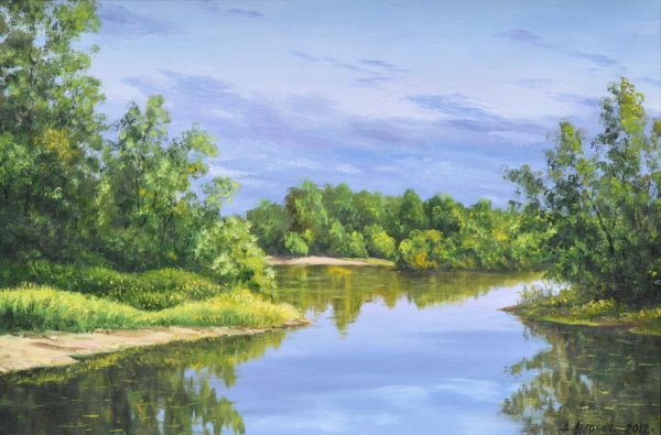 Река летом в живописи