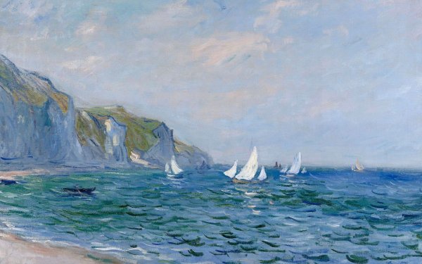 Скалы и парусные лодки в Пурвиле. Моне, Клод