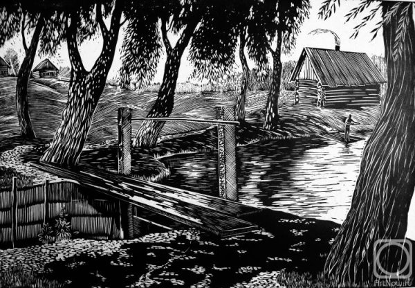 Графика пейзажи черно-белые