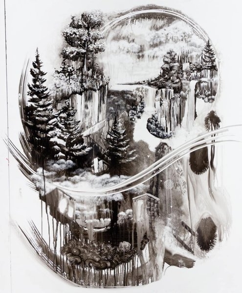 Чёрно-белая Графика природа