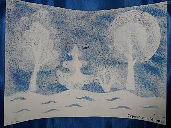 Рисование манкой зима