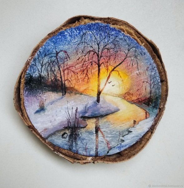 Рисование на срезе дерева