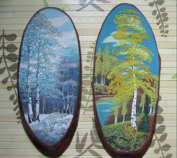 Живопись на спиле дерева